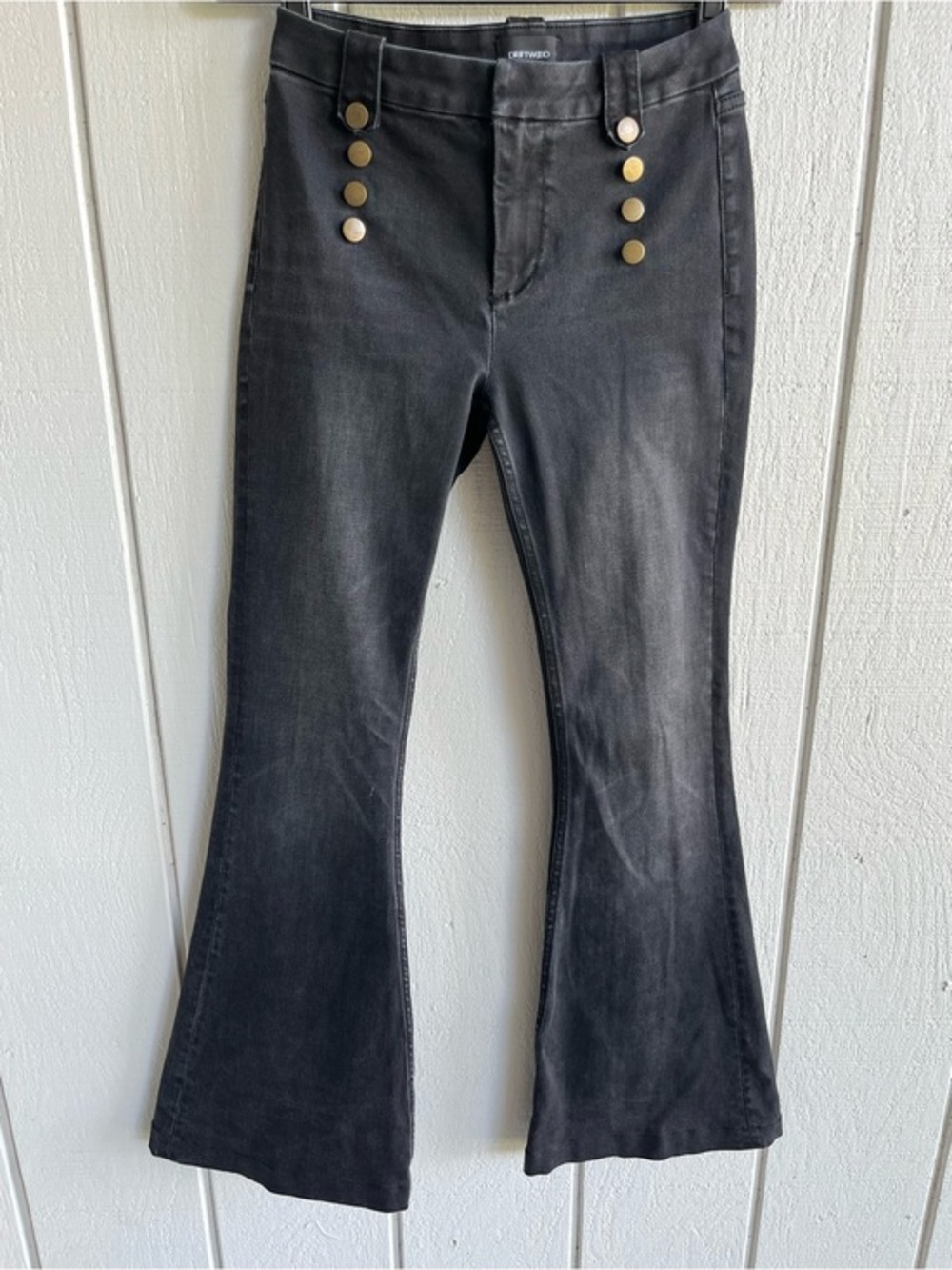 DRIFTWOOD Black Flare Jean Trousers Stretch Size 27‎ Length 34